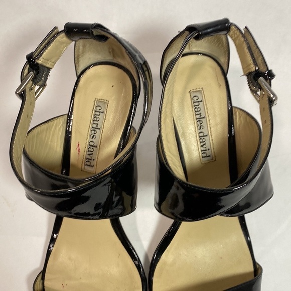 Charles David black open toe sandal leather cross strap ankle - Picture 8 of 12